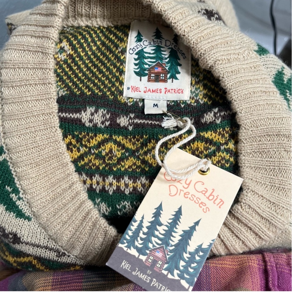 NWT Kiel James Patrick Cozy Cabin Sweater Dress Medium Moose Winter Holidays New - Picture 3 of 7